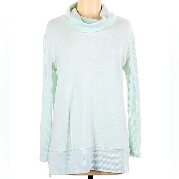 JONES NEW YORK Slouchy Mint Opal Green Oversized Long Sleeve Cowl Neck Sweater - Picture 1 of 12